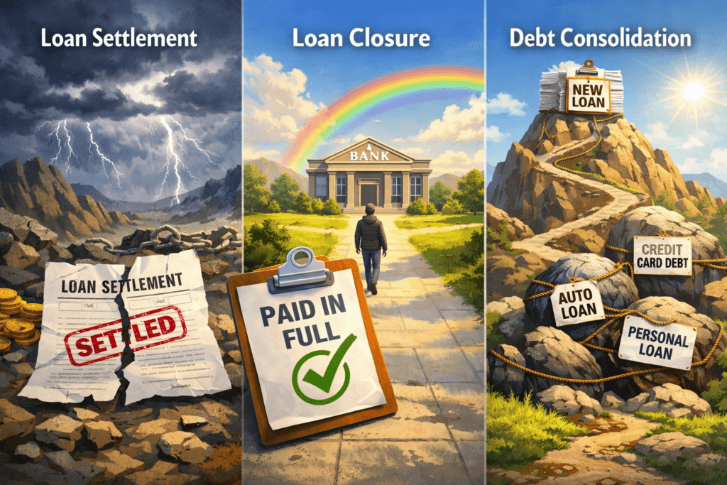 Loan Settlement vs Loan Closure vs Debt Consolidation: Understanding Your Debt Relief Options in India (2026 Guide)